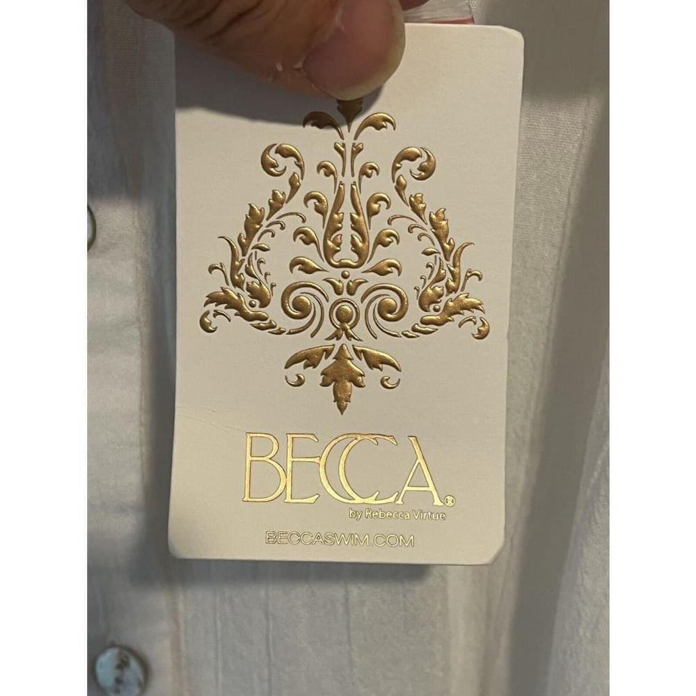 Becca White Maxi Button Up Waist Tie Cover Up Large - Picture 10 of 15